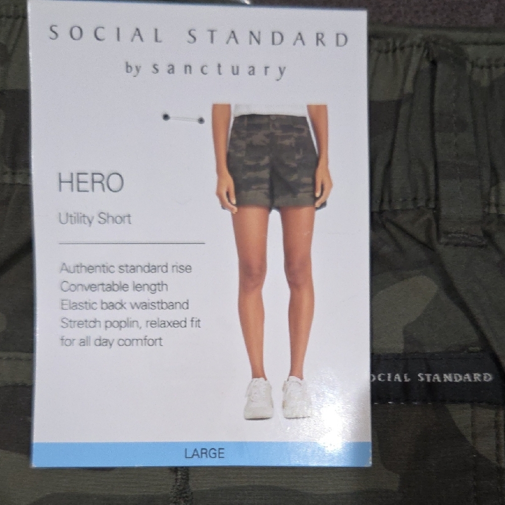 Social Standard by Sanctuary Green Camo Utility Shorts